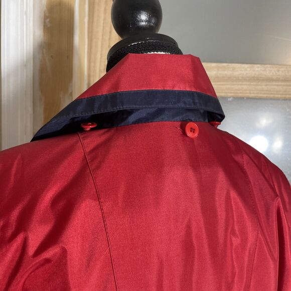 J Gallery Petite 5/6 Red Long Coat Vintage Colorful 80s Vintage Trench VTG - Picture 6 of 8
